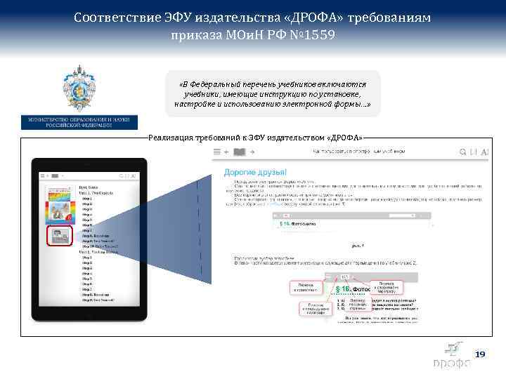 Соответствие ЭФУ издательства «ДРОФА» требованиям приказа МОи. Н РФ № 1559 «В Федеральный перечень