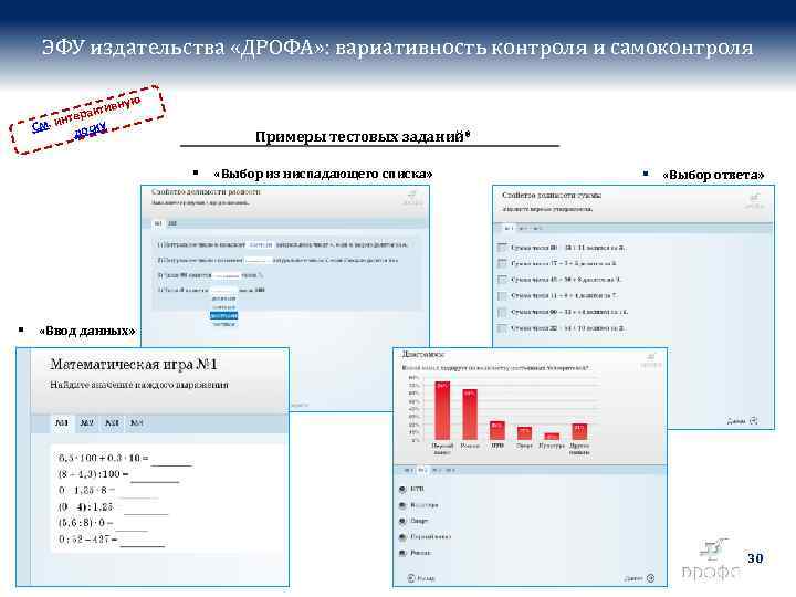 ЭФУ издательства «ДРОФА» : вариативность контроля и самоконтроля вную ракти нте См. и доску