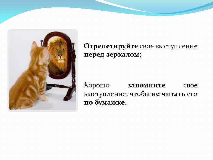 Отрепетируйте свое выступление перед зеркалом; Хорошо запомните свое выступление, чтобы не читать его по