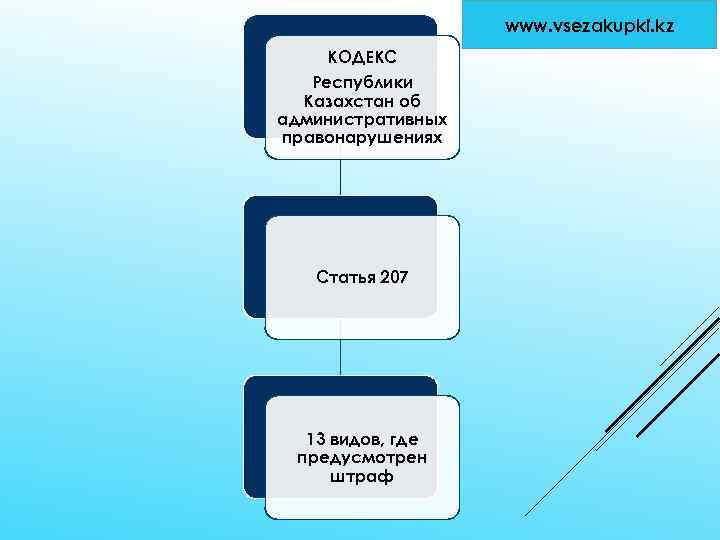 www. vsezakupki. kz КОДЕКС Республики Казахстан об административных правонарушениях Статья 207 13 видов, где
