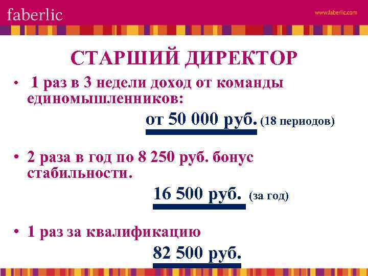 СТАРШИЙ ДИРЕКТОР • 1 раз в 3 недели доход от команды единомышленников: от 50