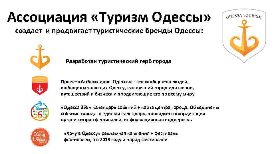 Ассоциация «Туризм Одессы» создает и продвигает туристические бренды Одессы: Разработан туристический герб города Проект