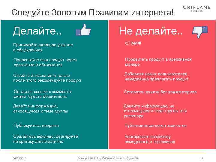 Следуйте Золотым Правилам интернета! Делайте. . Не делайте. . Принимайте активное участие в обсуждениях