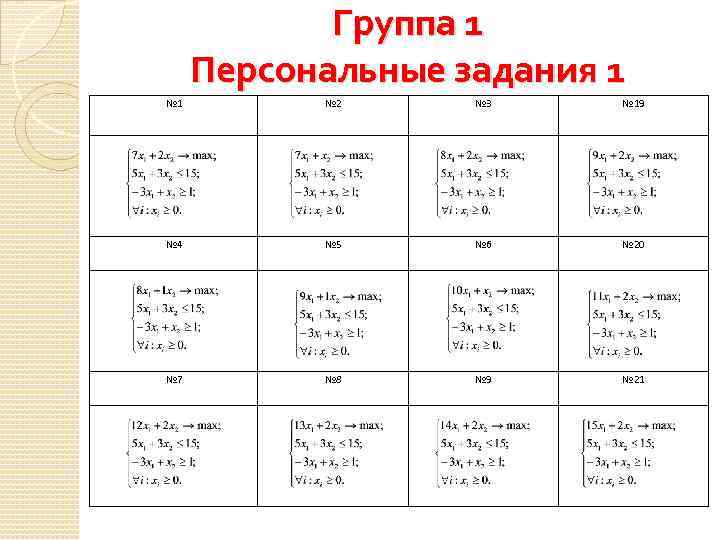 Группа 1 Персональные задания 1 № 2 № 3 № 19 № 4 №