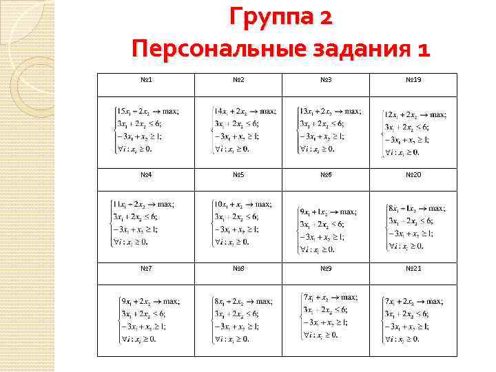 Группа 2 Персональные задания 1 № 2 № 3 № 19 № 4 №