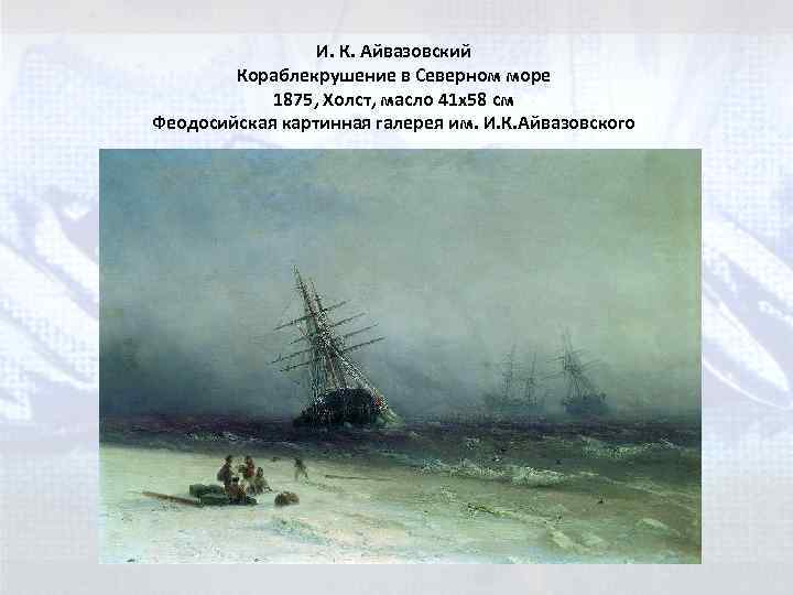 И. К. Айвазовский Кораблекрушение в Северном море 1875, Холст, масло 41 x 58 см