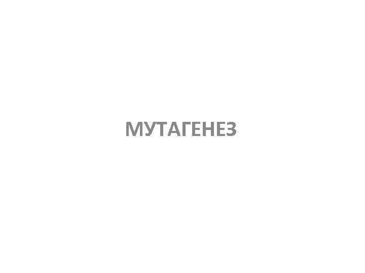  МУТАГЕНЕЗ 
