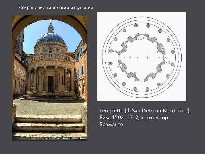 Сохранение типологии и функции Tempietto (di San Pietro in Montorino), Рим, 1502 -1512, архитектор