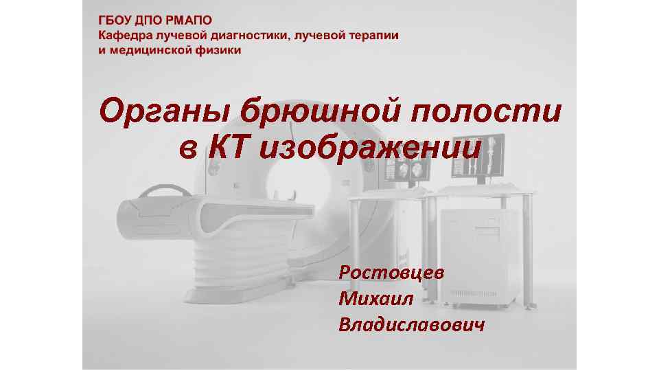 Органы брюшной полости в КТ изображении Ростовцев Михаил Владиславович 