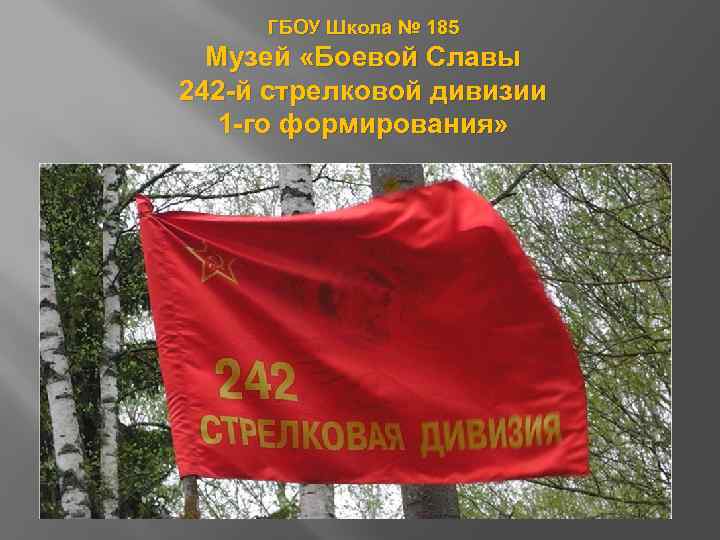 ГБОУ Школа № 185 Музей «Боевой Славы 242 -й стрелковой дивизии 1 -го формирования»