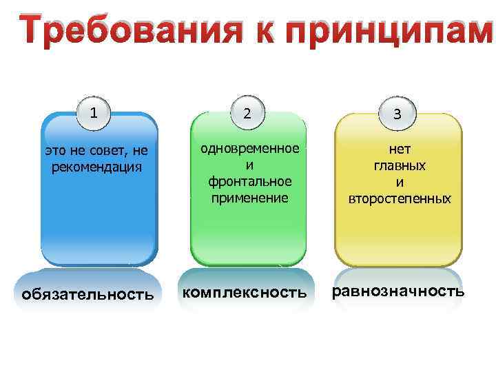 Требования к принципам 1 это не совет, не рекомендация обязательность 2 3 одновременное и