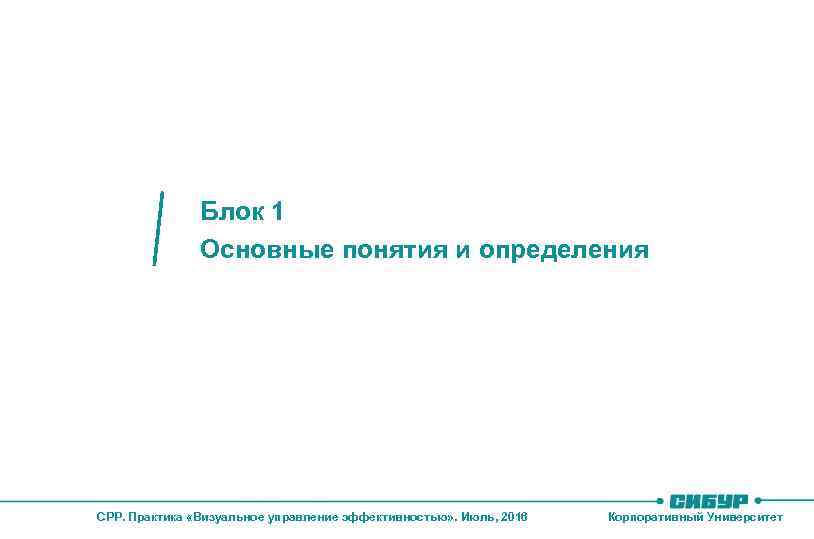 Основные понятия, определения Блок 1 Основные понятия и определения СРР. Практика «Визуальное управление эффективностью»