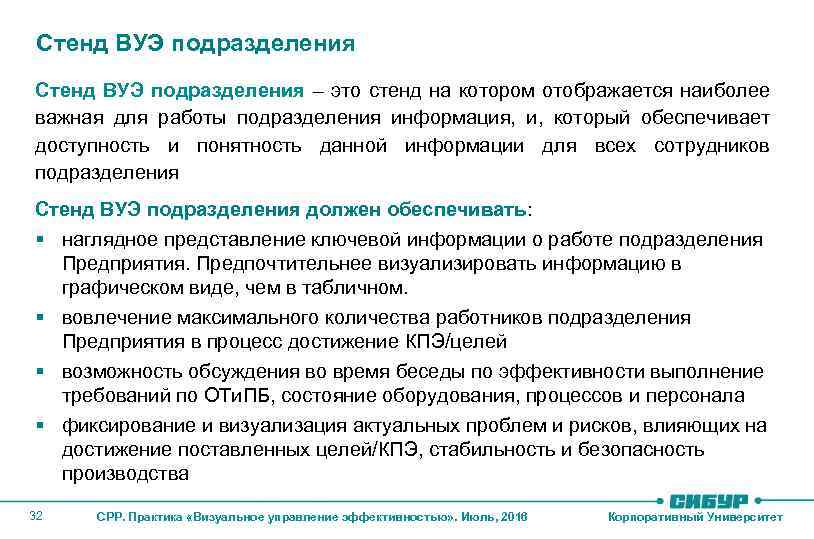 Стенд ВУЭ подразделения – это стенд на котором отображается наиболее важная для работы подразделения