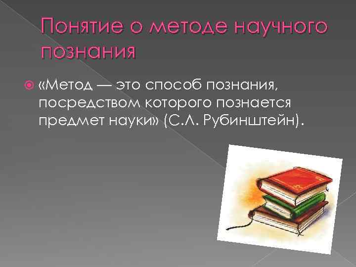 Понятие о методе научного познания «Метод — это способ познания, посредством которого познается предмет