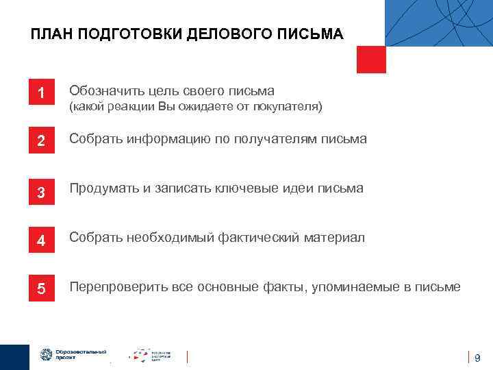 ПЛАН ПОДГОТОВКИ ДЕЛОВОГО ПИСЬМА 1 Обозначить цель своего письма 2 Собрать информацию по получателям