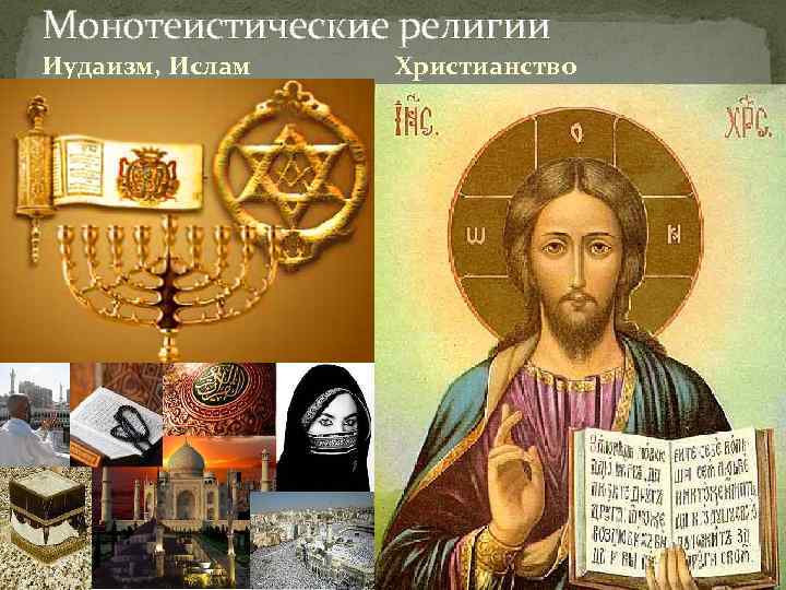 Монотеистические религии Иудаизм, Ислам Христианство 