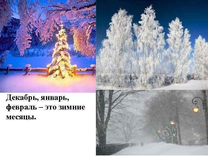 Декабрь, январь, февраль – это зимние месяцы. 