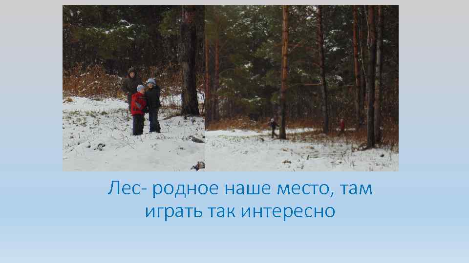 Лес- родное наше место, там играть так интересно 