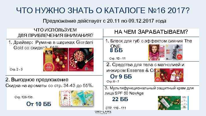 ЧТО НУЖНО ЗНАТЬ О КАТАЛОГЕ № 16 2017? Предложение действует с 20. 11 по