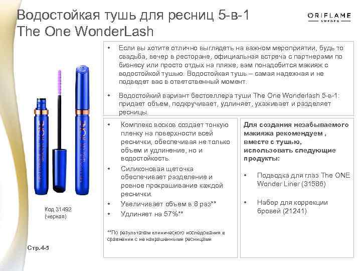 Водостойкая тушь для ресниц 5 -в-1 The One Wonder. Lash • Если вы хотите