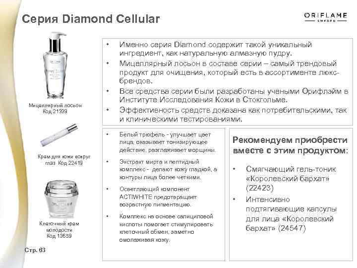 Серия Diamond Cellular • • • Мицеллярный лосьон Код 21339 • Именно серия Diamond