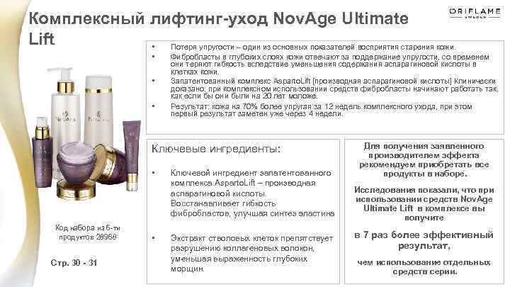 Комплексный лифтинг-уход Nov. Age Ultimate Lift • Потеря упругости – один из основных показателей