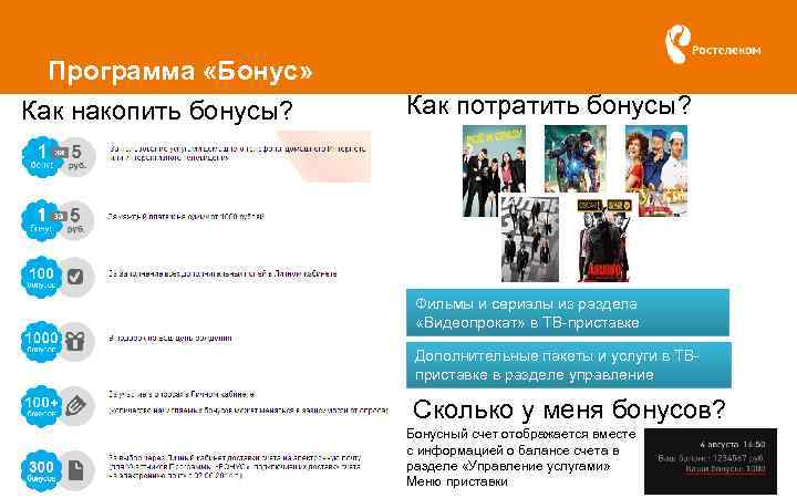 Программа «Бонус» Как накопить бонусы? Как потратить бонусы? Фильмы и сериалы из раздела «Видеопрокат»