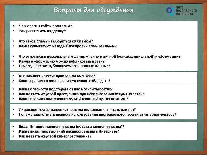 Вопросы для обсуждения • • Чем опасны сайты подделки? Как распознать подделку? • •