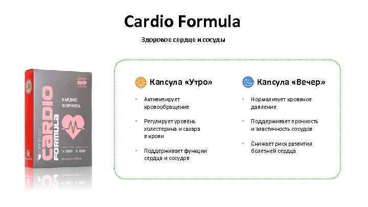 Cardio Formula Здоровое сердце и сосуды Капсула «Утро» Капсула «Вечер» • Активизирует кровообращение •