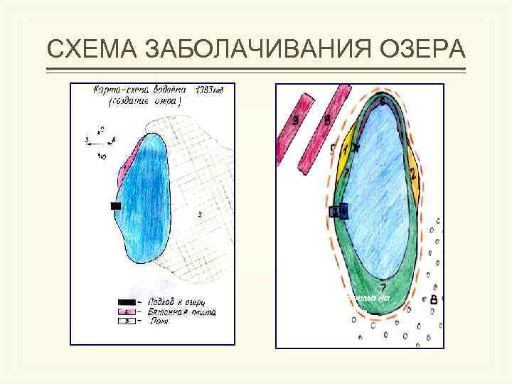 СХЕМА ЗАБОЛАЧИВАНИЯ ОЗЕРА Состояние водоема на сегодняшний день 