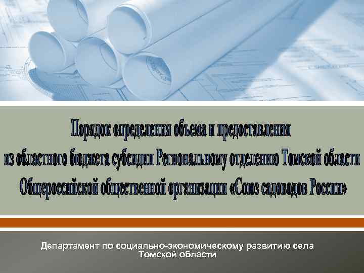Департамент по социально-экономическому развитию села Томской области 