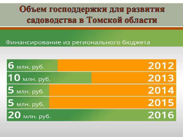 Объем господдержки для развития садоводства в Томской области 