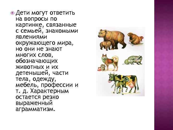  Дети могут ответить на вопросы по картинке, связанные с семьей, знакомыми явлениями окружающего