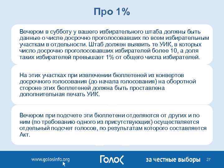 При проведении голосов избирателей вправе присутствовать