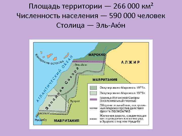 Площадь территории — 266 000 км² Численность населения — 590 000 человек Столица —