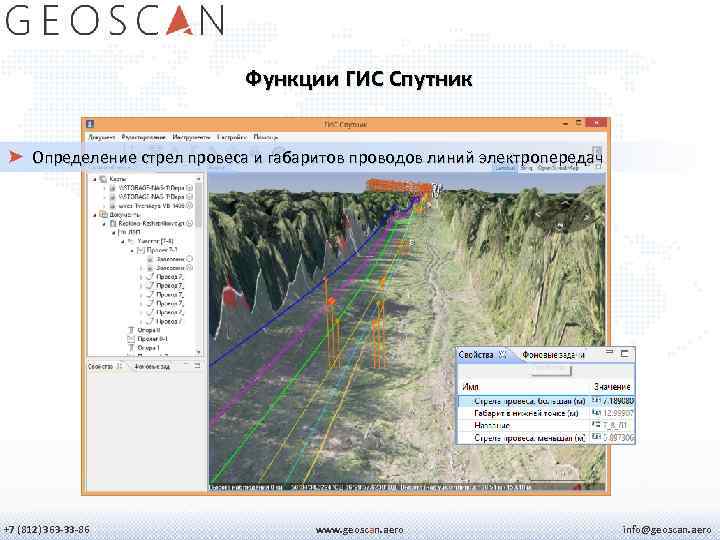 Функции ГИС Спутник Определение стрел провеса и габаритов проводов линий электропередач +7 (812) 363