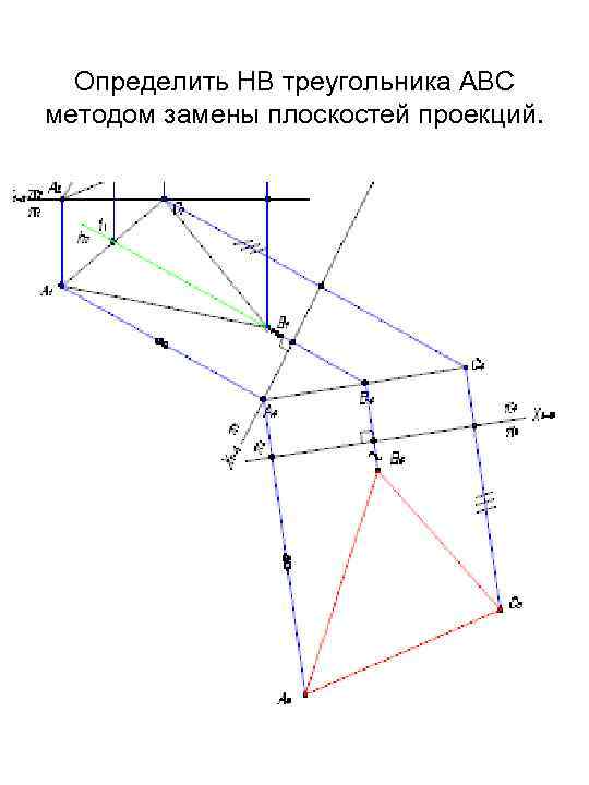 Определить НВ треугольника ABС методом замены плоскостей проекций. 