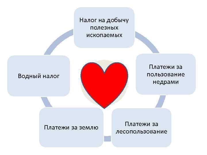 Налог на добычу полезных ископаемых Водный налог Платежи за землю Платежи за пользование недрами