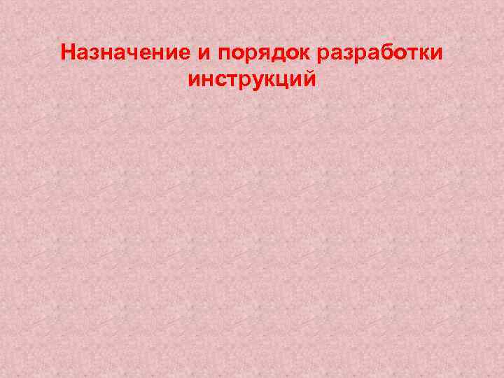 Назначение и порядок разработки инструкций 