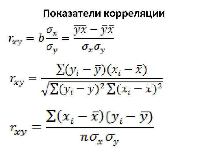  Показатели корреляции 