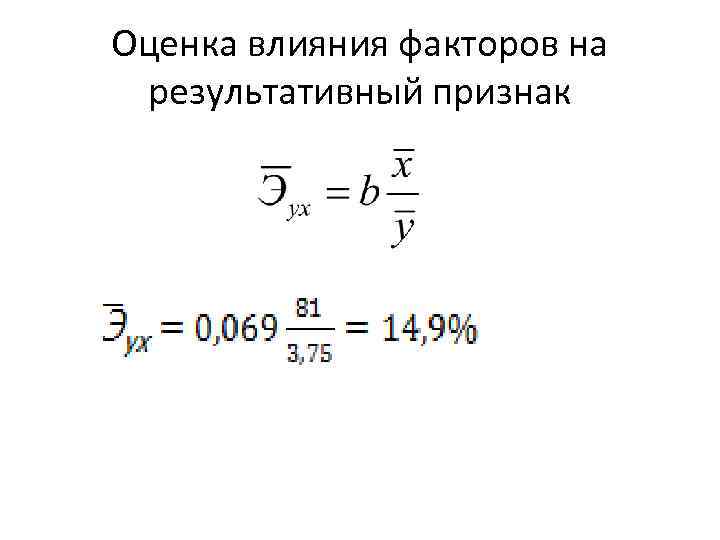 Оценка влияния факторов на результативный признак 