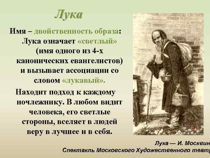 Лука Имя – двойственность образа: Лука означает «светлый» (имя одного из 4 -х канонических