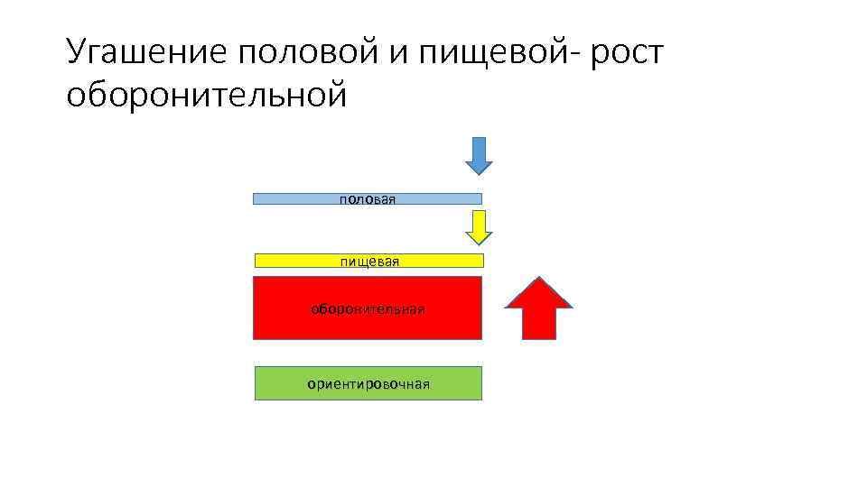 Угашение половой и пищевой- рост оборонительной половая пищевая оборонительная ориентировочная 