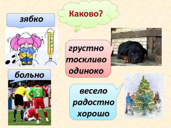 зябко больно Каково? грустно тоскливо одиноко весело радостно хорошо 