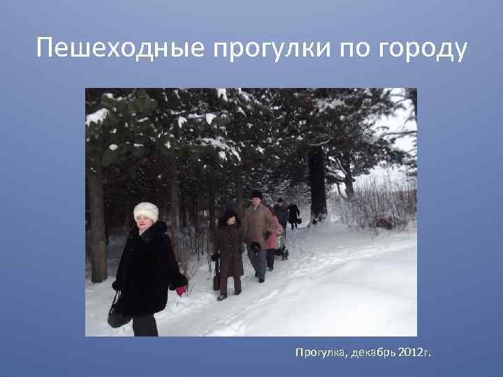 Пешеходные прогулки по городу Прогулка, декабрь 2012 г. 