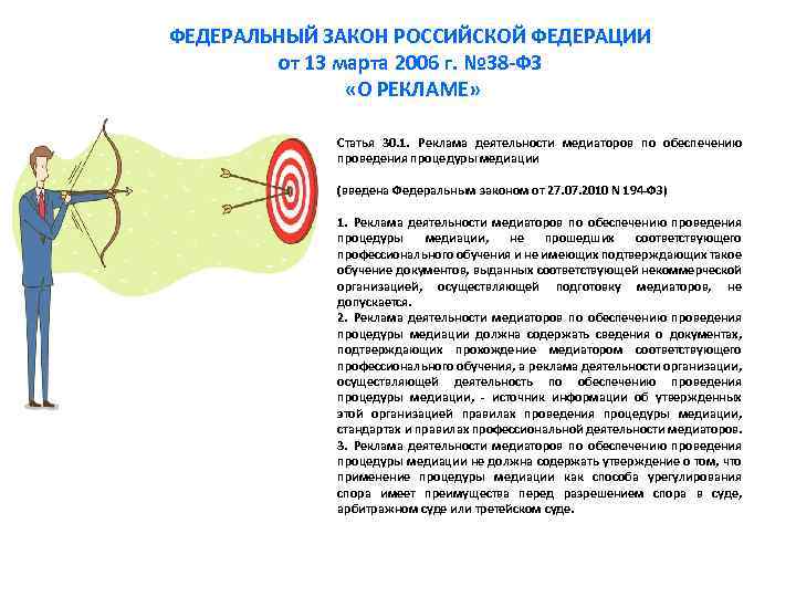 ФЕДЕРАЛЬНЫЙ ЗАКОН РОССИЙСКОЙ ФЕДЕРАЦИИ от 13 марта 2006 г. № 38 -ФЗ «О РЕКЛАМЕ»