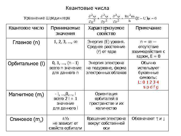 Какое квантовое число характеризует направление электронного облака