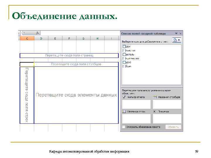 Объединение данных. Кафедра автоматизированной обработки информации 59 