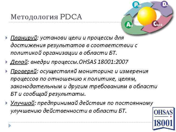 Методология PDCA Планируй: установи цели и процессы для достижения результатов в соответствии с политикой