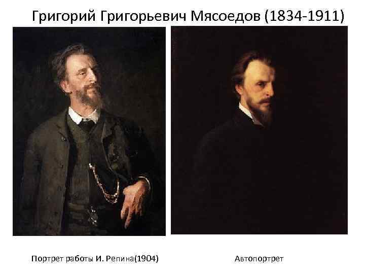 Григорий Григорьевич Мясоедов (1834 -1911) Портрет работы И. Репина(1904) Автопортрет 